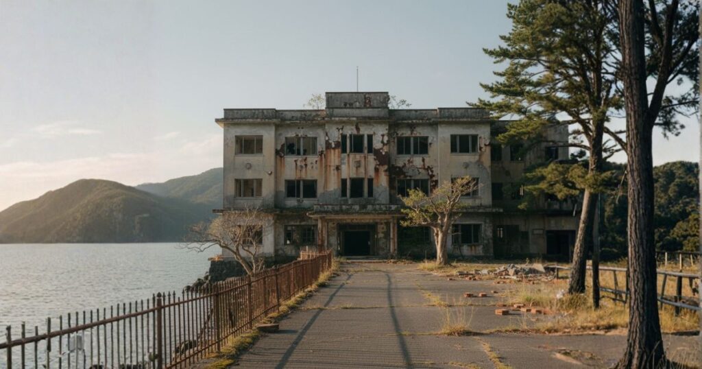 昼間の廃ホテル
