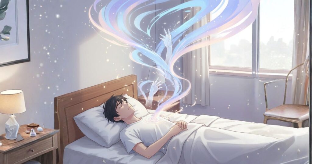 幽体離脱中の男性