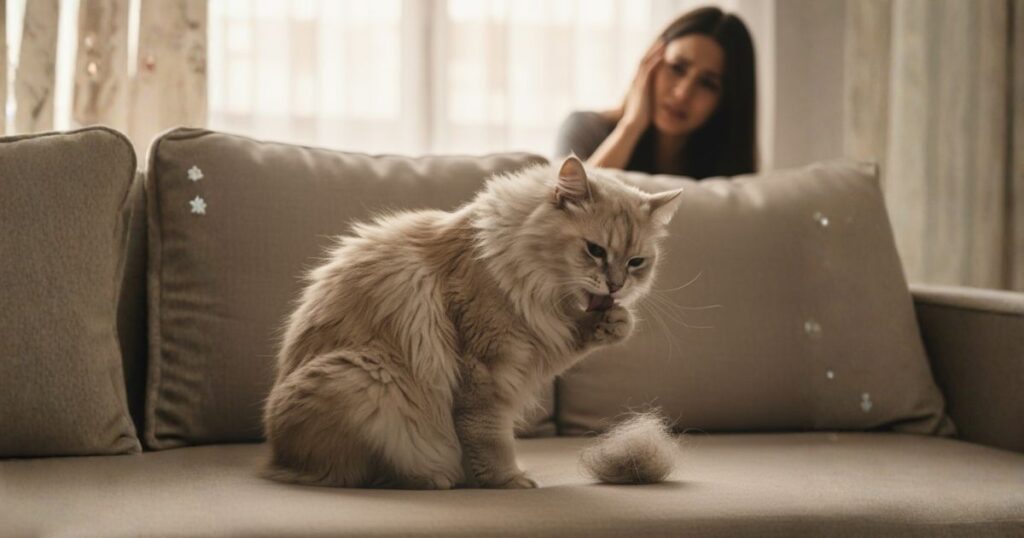 毛玉を吐く猫