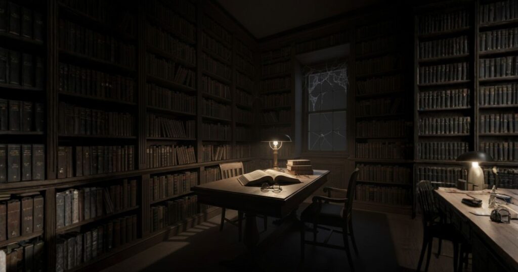 暗い部屋に本