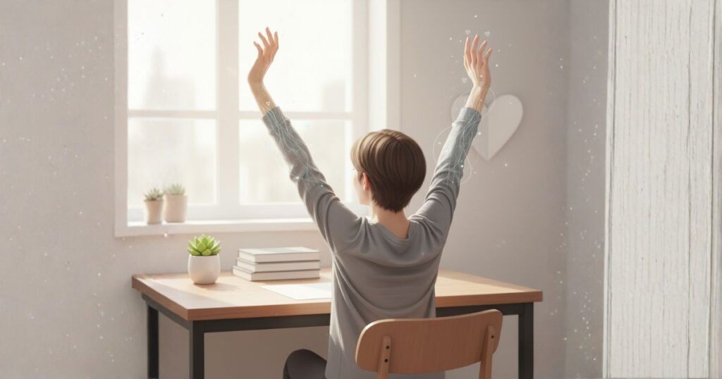 腕を伸ばしてリラックス