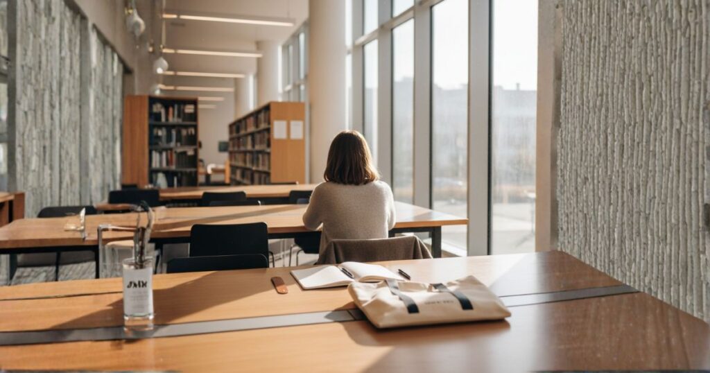 机の上のトートバッグ