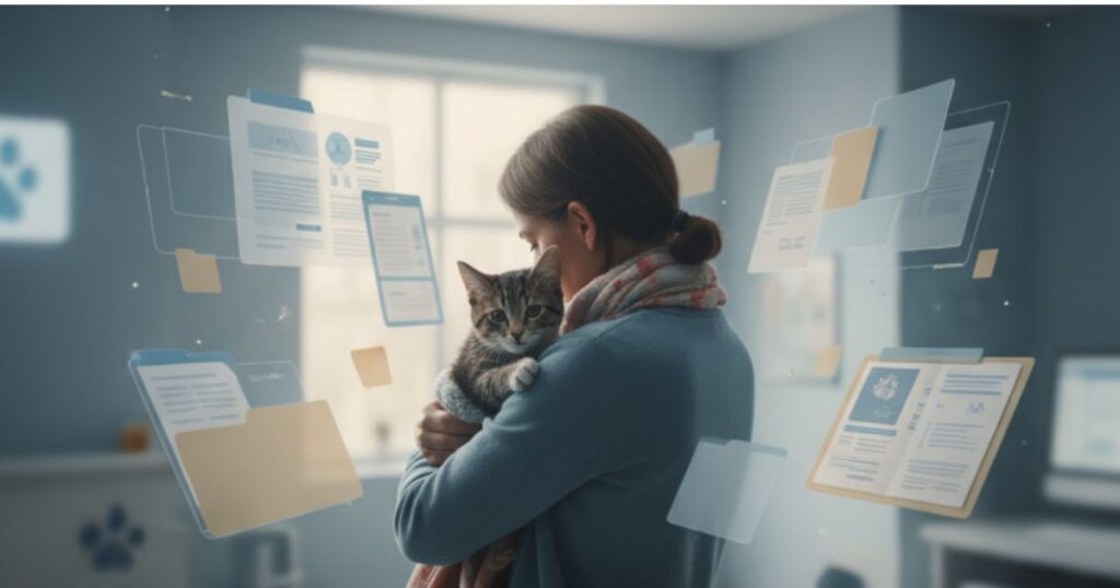 猫を抱っこしている女性